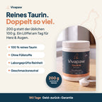 Vivapaw reines Taurin für Katzen – 200 g, doppelt so viel wie die übliche 100-g-Dose, laborgeprüft, tierärztlich empfohlen