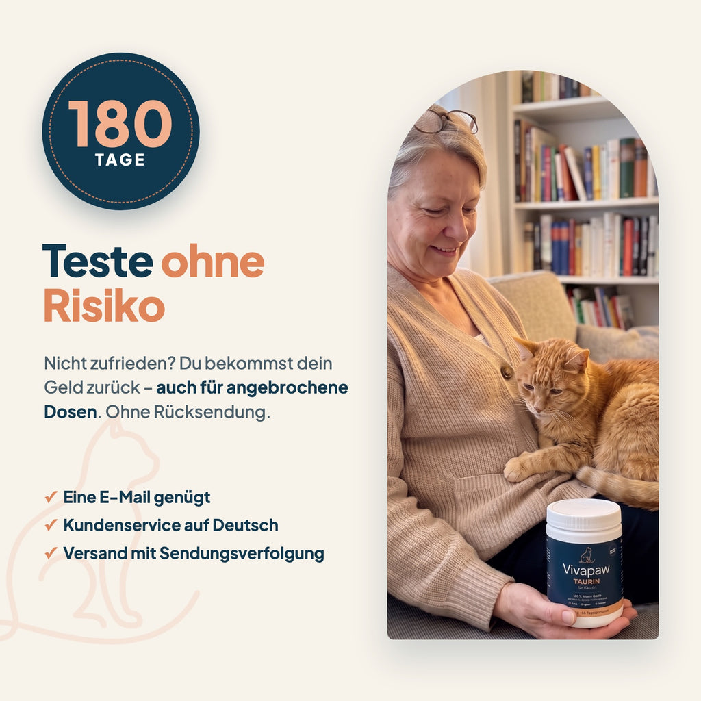 180 Tage Geld-zurück-Garantie, auch für angebrochene Dosen
